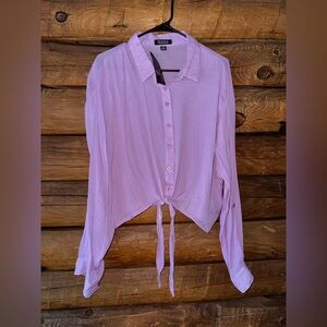 Rouge collection size 3x nwt Chic Light Purple Tie-Front Crop Top